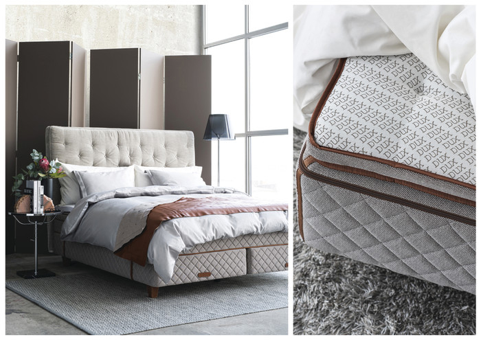 DUX sin nye sengekolleksjon, med lekre lærdetaljer. DUX sin nye sengekolleksjon, med lekre lærdetaljer.