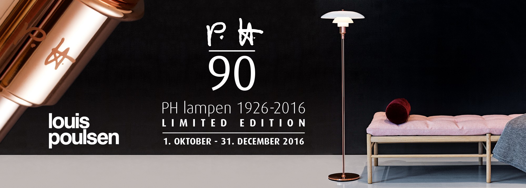 PH 3 1/2 - 2 1/2 gulvlampe i kobber fra Louis Poulsen 